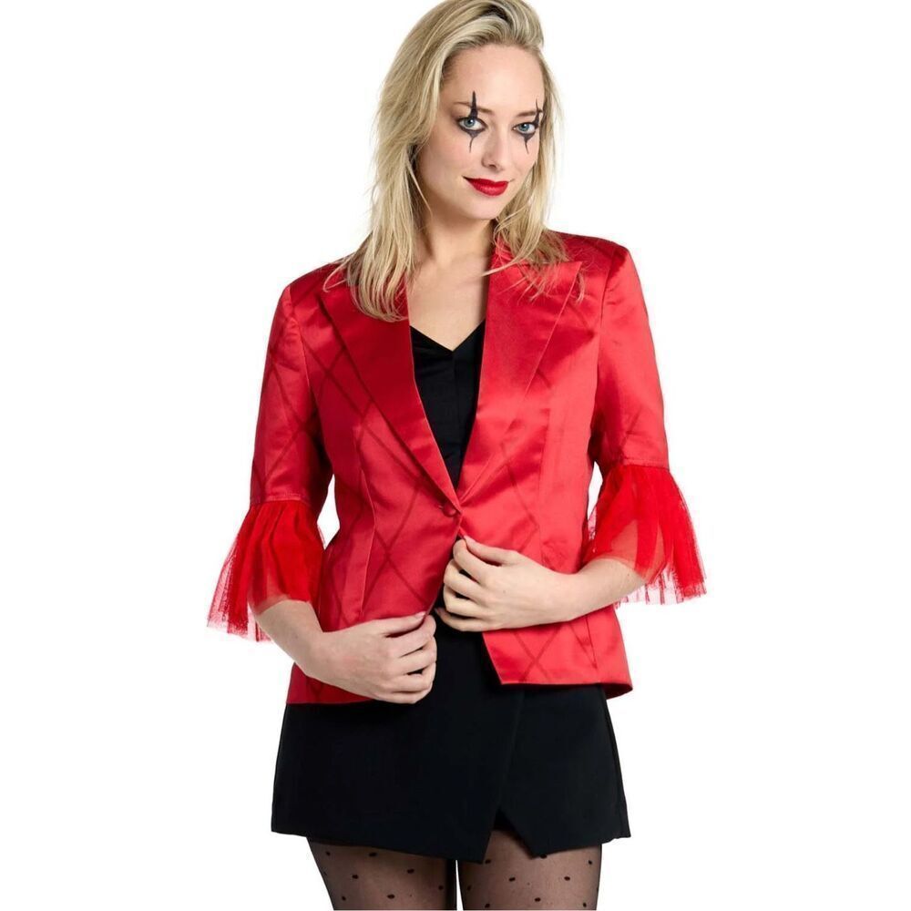 HARLEY QUINN Blazer DC Suitmeister Size XL Red‎ Jacket Halloween Costume NWT New